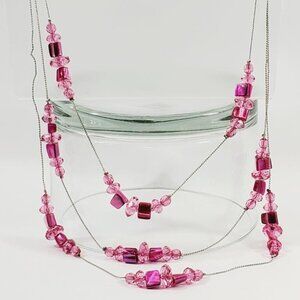 Vintage Triple Strand Pink Necklace 24" (97245)
